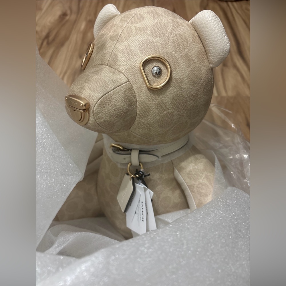 Coach Beige and White Decorative Teddy Bear